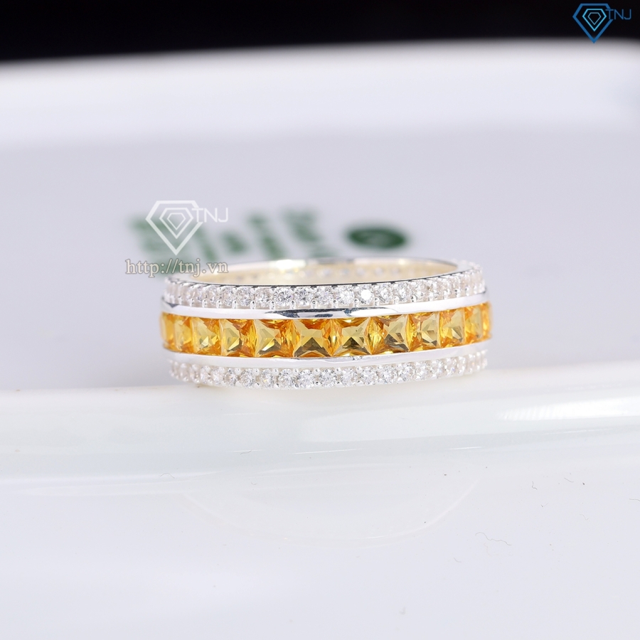 Nhẫn bạc nam tròn đính đá vàng đẹp NNA0832 - Trang sức TNJ