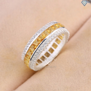 Nhẫn bạc nam tròn đính đá vàng đẹp NNA0832 - Trang sức TNJ