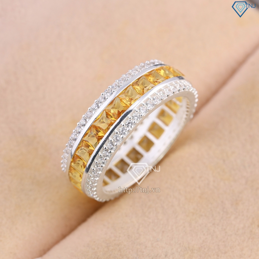 Nhẫn bạc nam tròn đính đá vàng đẹp NNA0832 - Trang sức TNJ