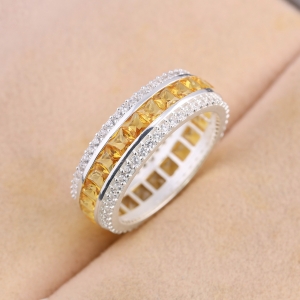 Nhẫn bạc nam tròn đính đá vàng đẹp NNA0832