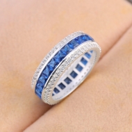 Nhẫn bạc nam tròn đính đá xanh dương đẹp NNA0832