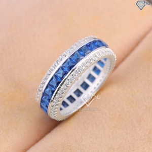 Nhẫn bạc nam tròn đính đá xanh dương đẹp NNA0832 - Trang sức TNJ