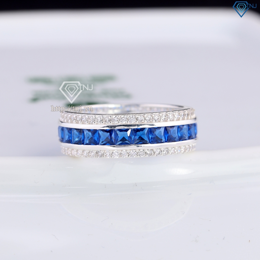 Nhẫn bạc nam tròn đính đá xanh dương đẹp NNA0832 - Trang sức TNJ