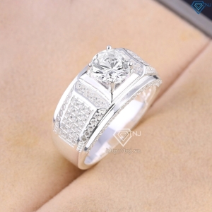 Nhẫn bạc nam đính đá trắng đẹp NNA0834