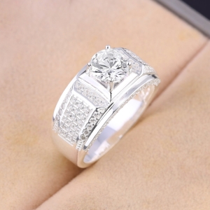 Nhẫn bạc nam đính đá trắng đẹp NNA0834