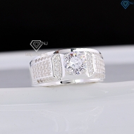 Nhẫn bạc nam đính đá trắng đẹp NNA0834