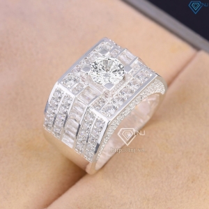 Nhẫn bạc nam bản to đính đá NNA0835