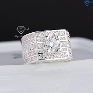Nhẫn bạc nam bản to đính đá NNA0835