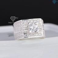 Nhẫn bạc nam bản to đính đá NNA0835