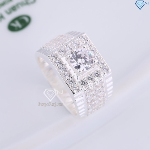 Nhẫn bạc nam mặt vuông đính đá đẹp NNA0836