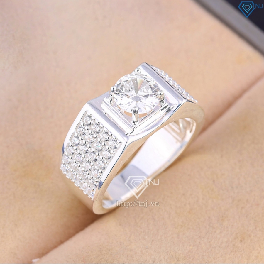 Nhẫn nam bạc 925 đính đá trắng NNA0838