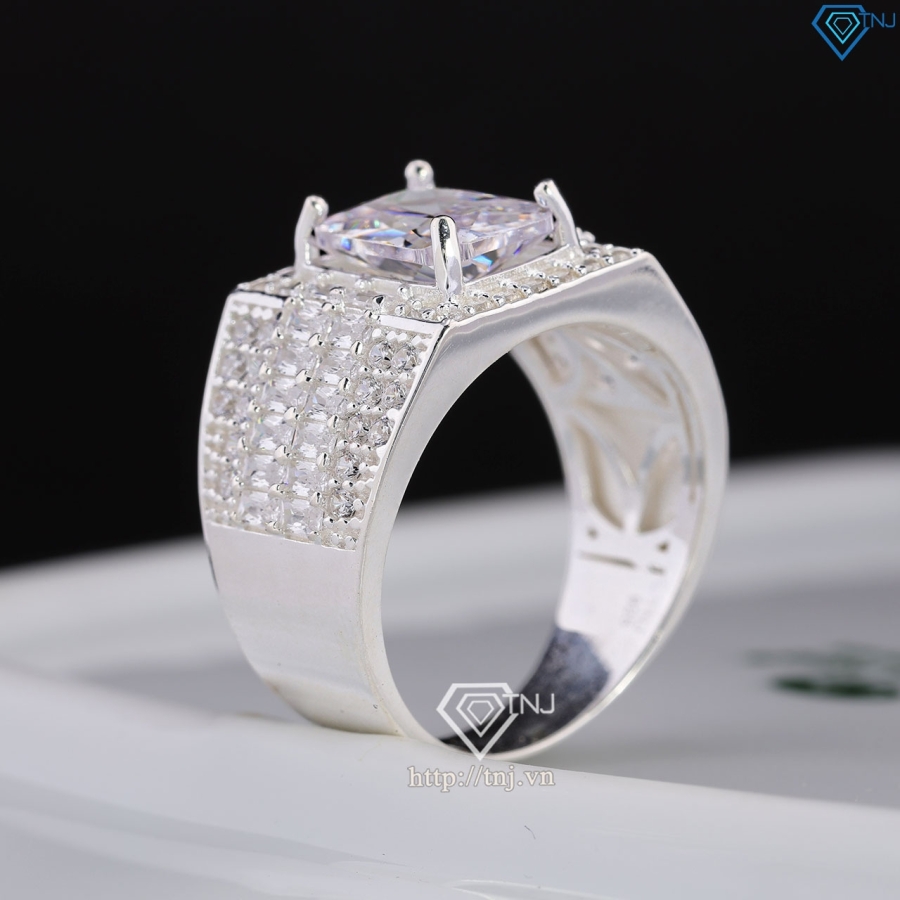 Nhẫn nam bạc 925 đính đá chữ nhật đẹp NNA0839