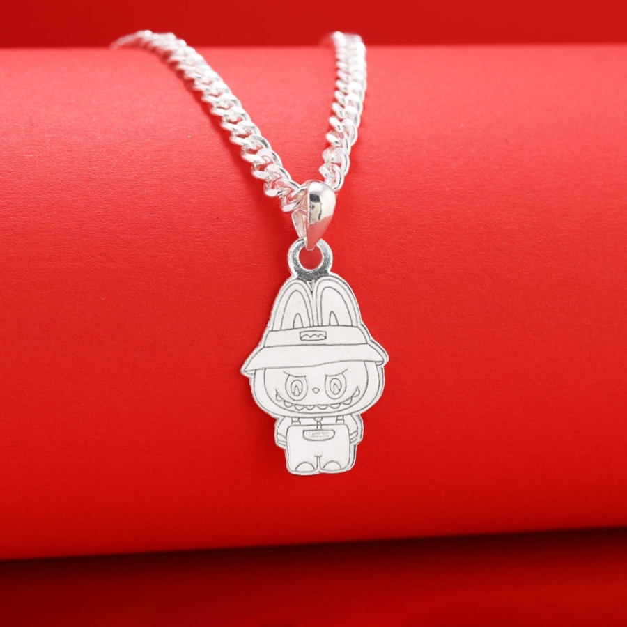 Dây chuyền bạc cho bé hình Labubu khắc tên DCT0127
