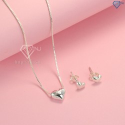 Bộ trang sức bạc giá rẻ hình trái tim đẹp BTS0011 - Trang Sức TNJ