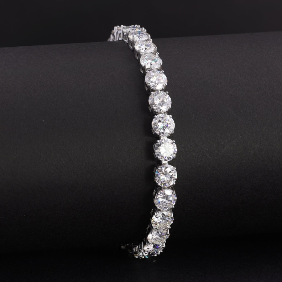 Lắc tay bạc nam Tennis đính full kim cương Moissanite 6mm - Kiểm định GRA LTAM0012