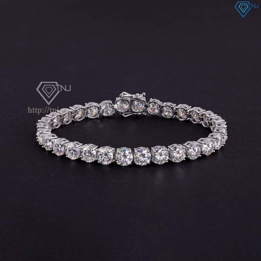 Lắc tay bạc nam Tennis đính full kim cương Moissanite 6mm LTNM0012