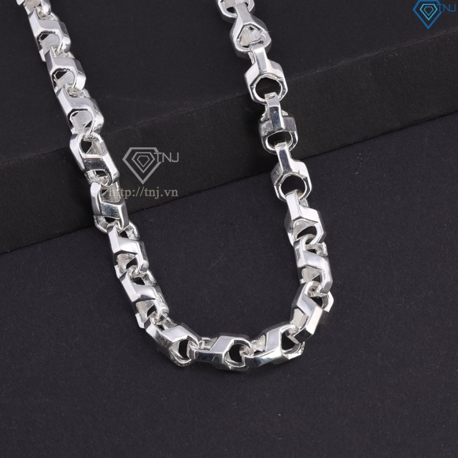 Lắc tay bạc mắt xích vuông nam trơn đơn giản LTA0214 - Trang Sức TNJ