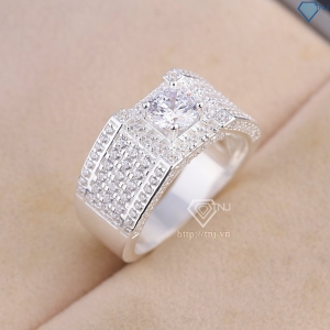 Nhẫn nam bạc 925 đính đá trắng đẹp NNA0845