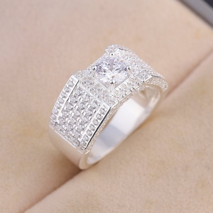 Nhẫn nam bạc 925 đính đá trắng đẹp NNA0845