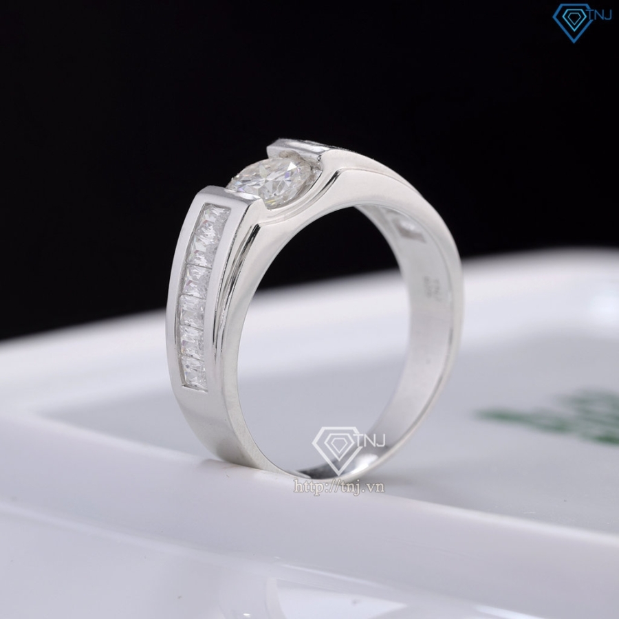 Nhẫn nam Moissanite đơn giản đính đá 6.0mm - Kiểm định GRA NNAM0227