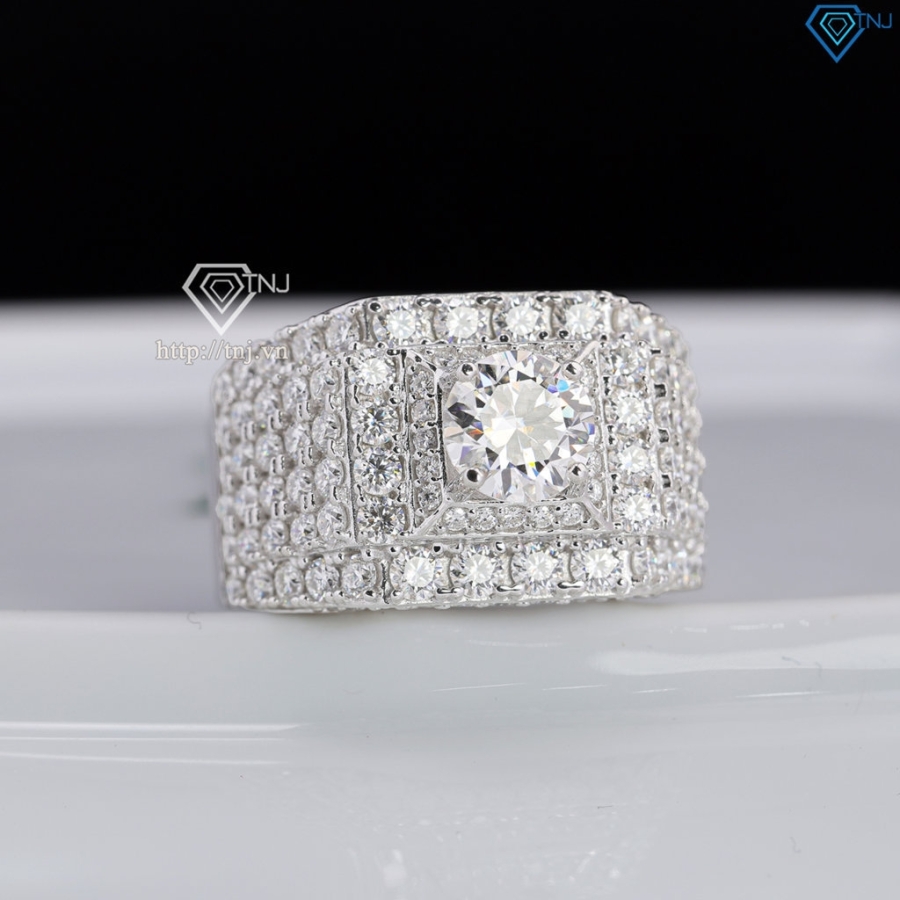 Nhẫn nam đính full kim cương Moissanite đẹp 7.0mm - NNAM0228