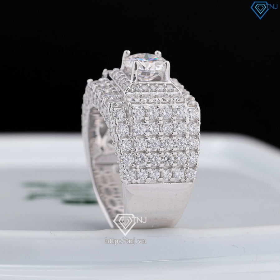 Nhẫn nam đính full kim cương Moissanite đẹp 7.0mm - NNAM0228