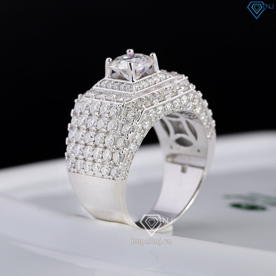 Nhẫn nam đính full kim cương Moissanite đẹp 7.0mm - NNAM0228