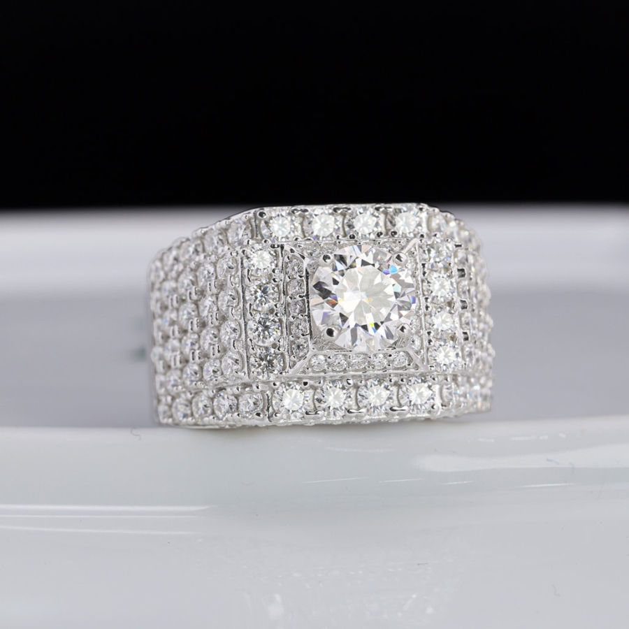 Nhẫn nam đính full kim cương Moissanite đẹp 7.0mm - Kiểm định GRA NNAM0228