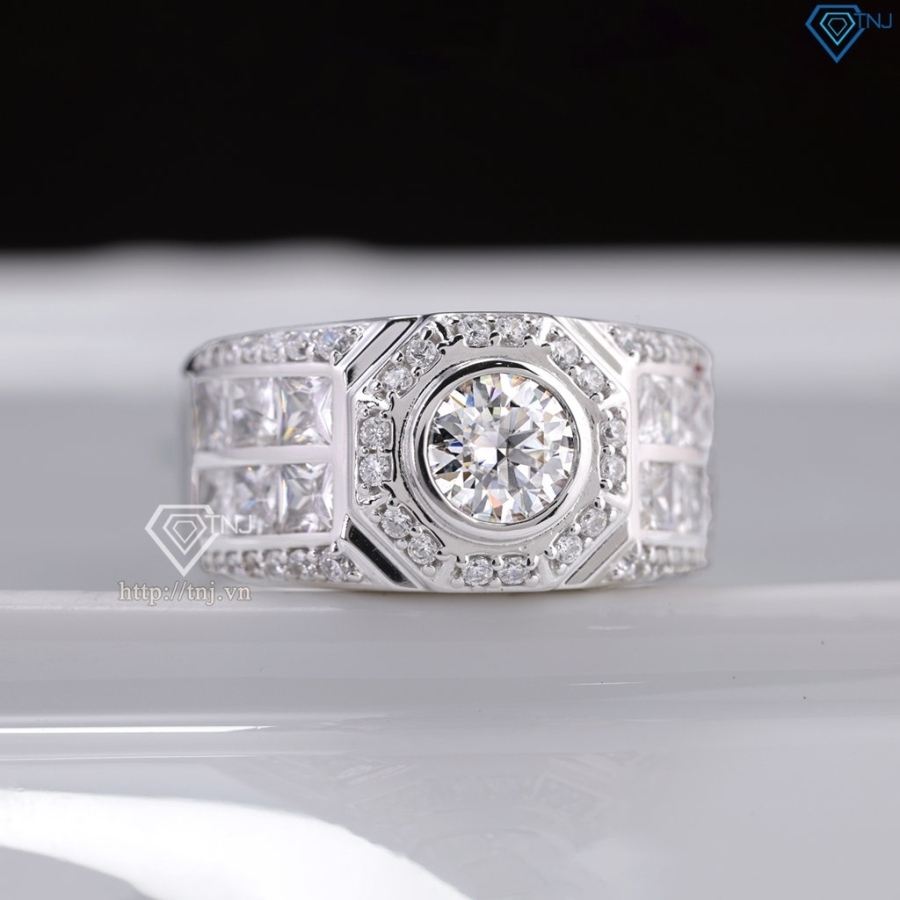 Nhẫn nam Moissanite đơn giản đính đá 6.0mm - Kiểm định GRA NNAM0229
