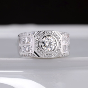 Nhẫn nam Moissanite đơn giản đính đá 6.0mm - Kiểm định GRA NNAM0229