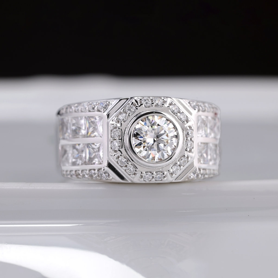 Nhẫn nam Moissanite đơn giản đính đá 6.0mm - Kiểm định GRA NNAM0229