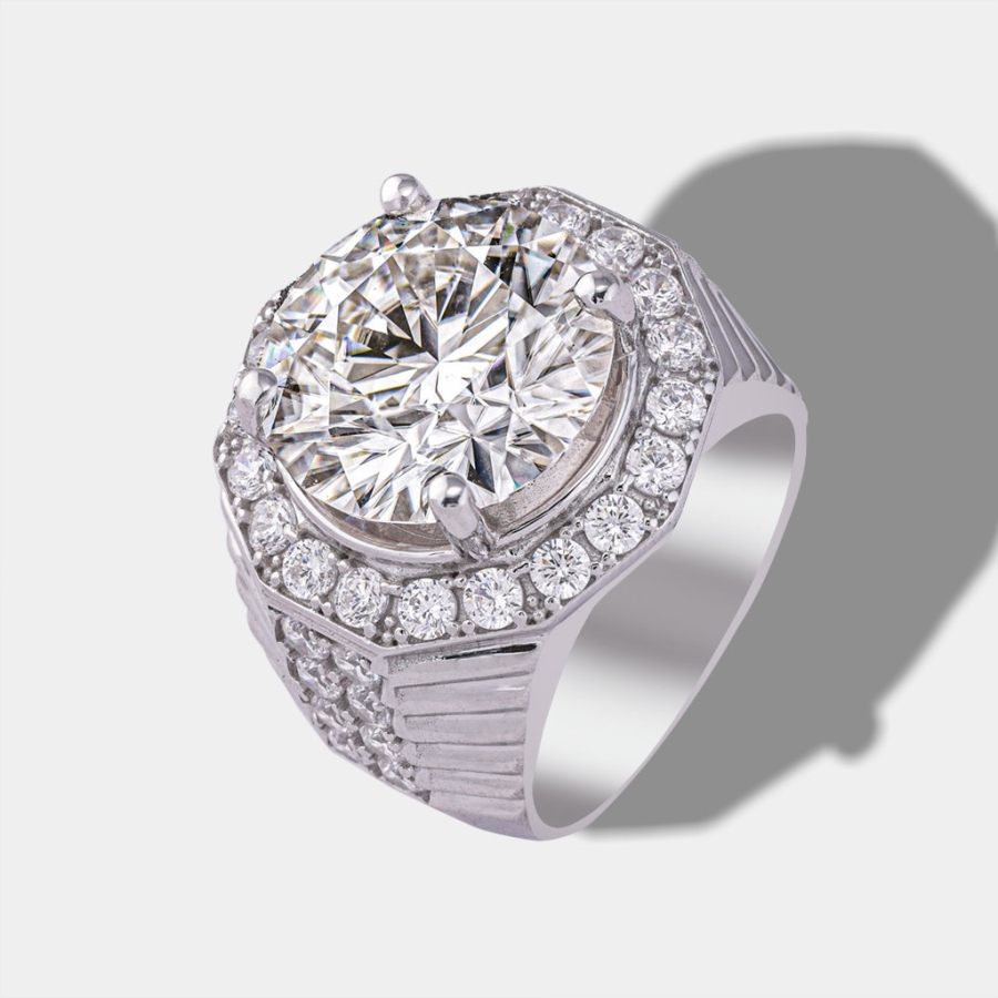 Nhẫn nam Moissanite bản to đính kim cương 15.0mm - Kiểm định GRA NNAM0230