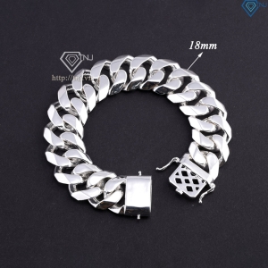 Lắc tay bạc nam mắt xích cuban bản to không đính đá 18mm LTA0215