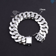 Lắc tay bạc nam mắt xích cuban bản to không đính đá 18mm LTA0215