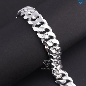 Lắc tay bạc nam mắt xích cuban bản to không đính đá 18mm LTA0215