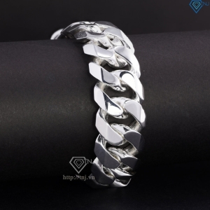 Lắc tay bạc nam mắt xích cuban bản to không đính đá 18mm LTA0215