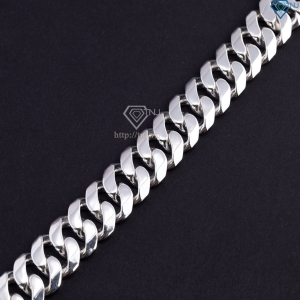 Lắc tay bạc nam mắt xích cuban bản to không đính đá 18mm LTA0215
