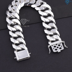 Lắc tay bạc nam mắt xích cuban bản to không đính đá 18mm LTA0215