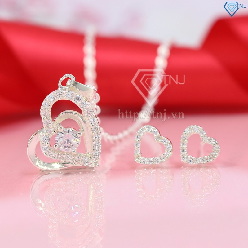 Bộ trang sức bạc nữ đẹp hình trái tim BTS0017 - Trang Sức TNJ