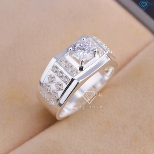 Nhẫn bạc nam đơn giản đính đá đẹp NNA0843 - Trang Sức TNJ