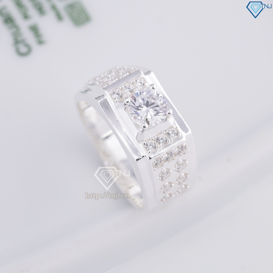 Nhẫn bạc nam đơn giản đính đá đẹp NNA0843 - Trang Sức TNJ