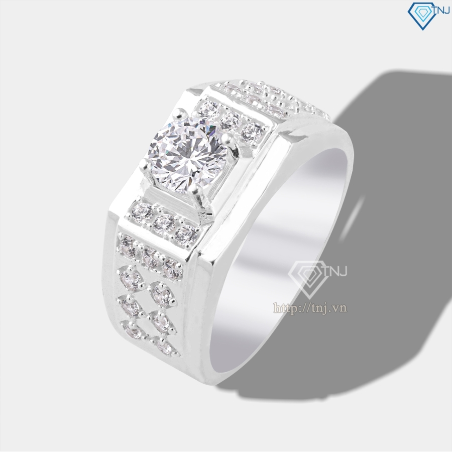 Nhẫn bạc nam đơn giản đính đá đẹp NNA0843 - Trang Sức TNJ