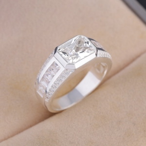Nhẫn nam bạc 925 đính đá trắng đẹp NNA0847