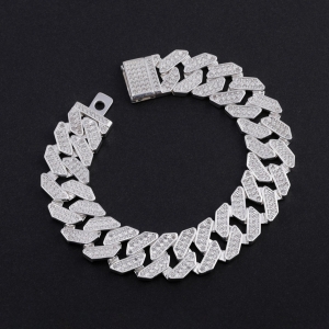 Lắc tay Cuban bạc phiên bản 15mm đặc LTA0217