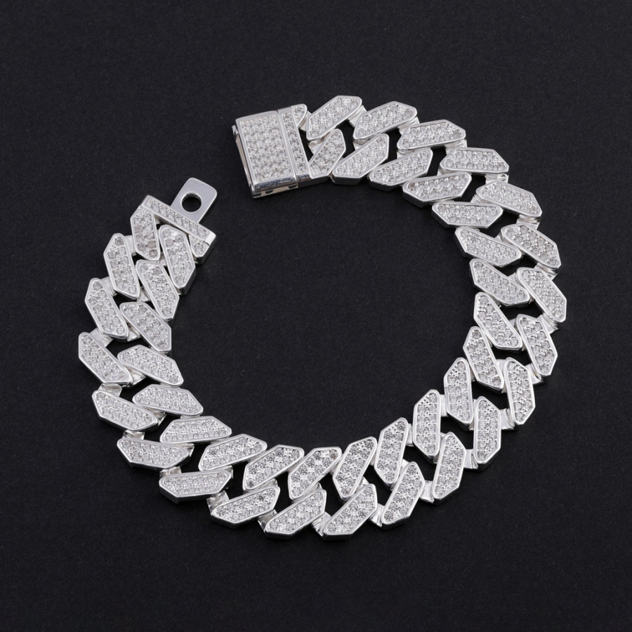 Lắc tay Cuban bạc phiên bản 15mm đặc LTA0217