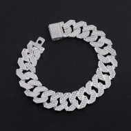 Lắc tay Cuban bạc phiên bản 15mm đặc LTA0217