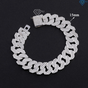 Lắc tay Cuban bạc phiên bản 15mm đặc LTA0217
