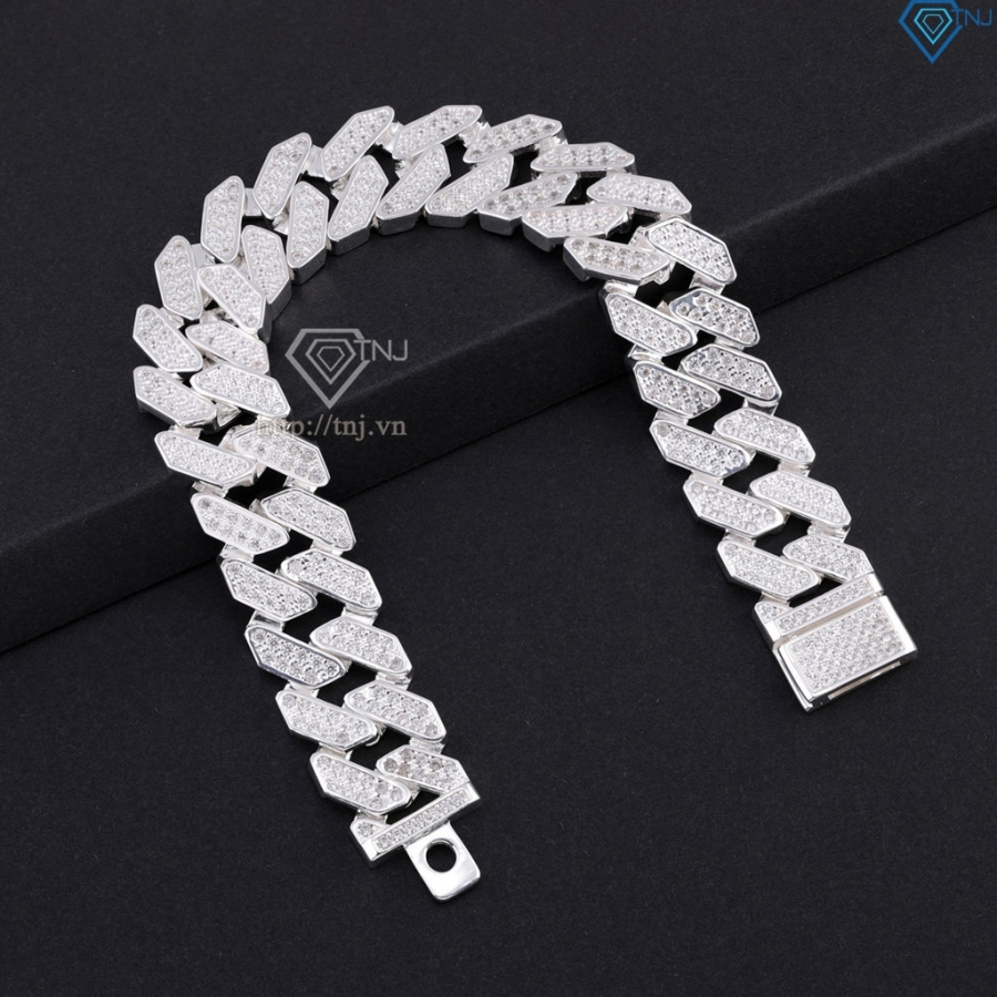 Lắc tay Cuban bạc phiên bản 15mm đặc LTA0217