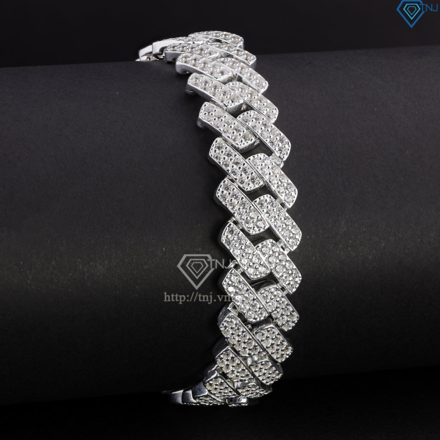 Lắc tay Cuban bạc phiên bản 14mm đẹp LTA0216