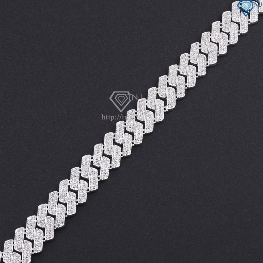 Lắc tay Cuban bạc phiên bản 14mm đẹp LTA0216